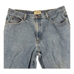 LL Bean Jeans Adult 38x29 Blue Denim Classic Fit Flannel‎ Lined Straight